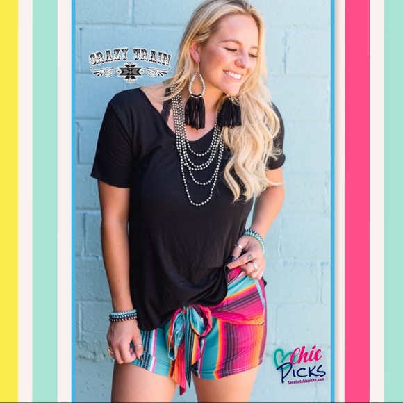 Crazy Train Pants - Easy as Tie Serape Front Tie Bow Shorts